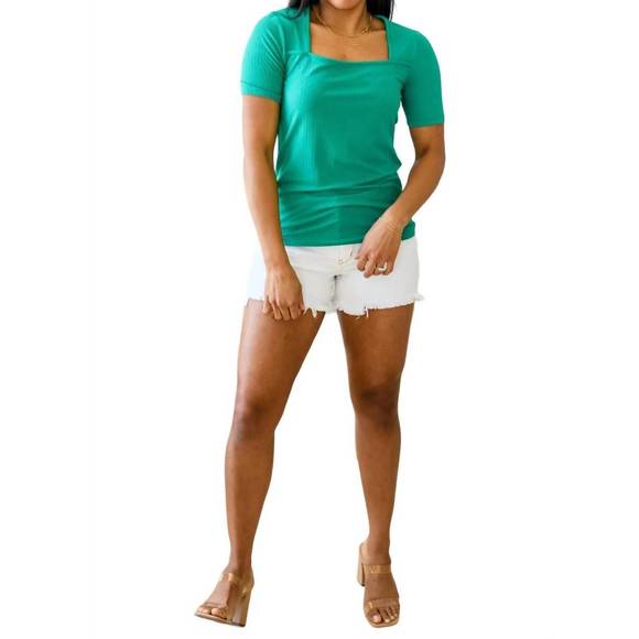 NEW WHITE BIRCH sentimental feelings square neck top in kelly green - Picture 1 of 6